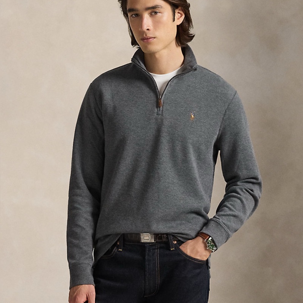 Polo Ralph Lauren Men Heather Gray Quarter-Zip Sweater